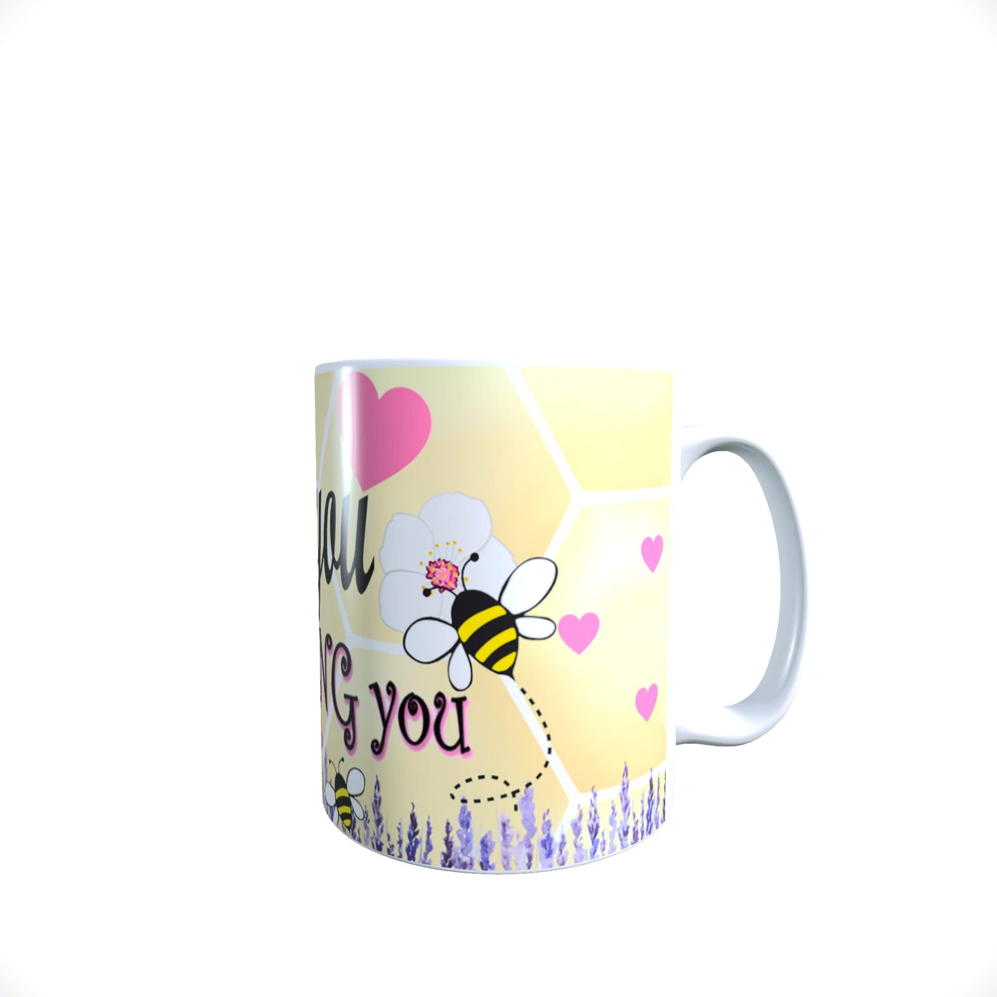 Honeycomb Yellow Pink Love Hearts Valentine's Day Any Occasion Mug Gift