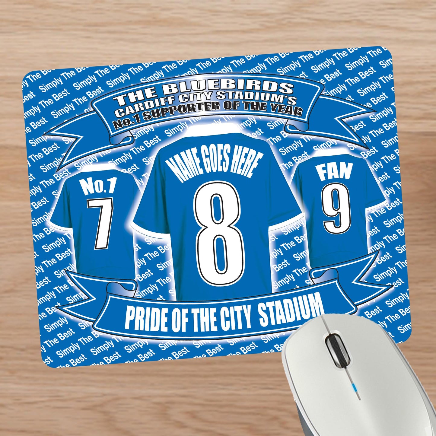 Cardiff Football Shirt Personalised Mouse Mat Gift