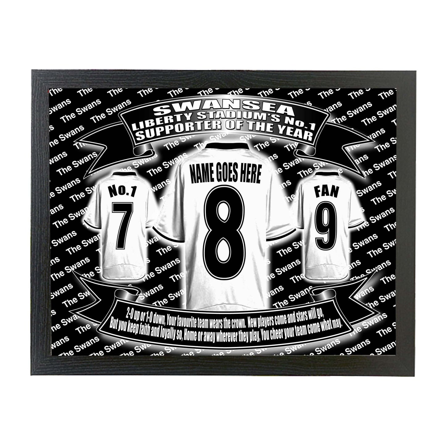 Swansea Football Shirt Personalised Lap Tray Gift