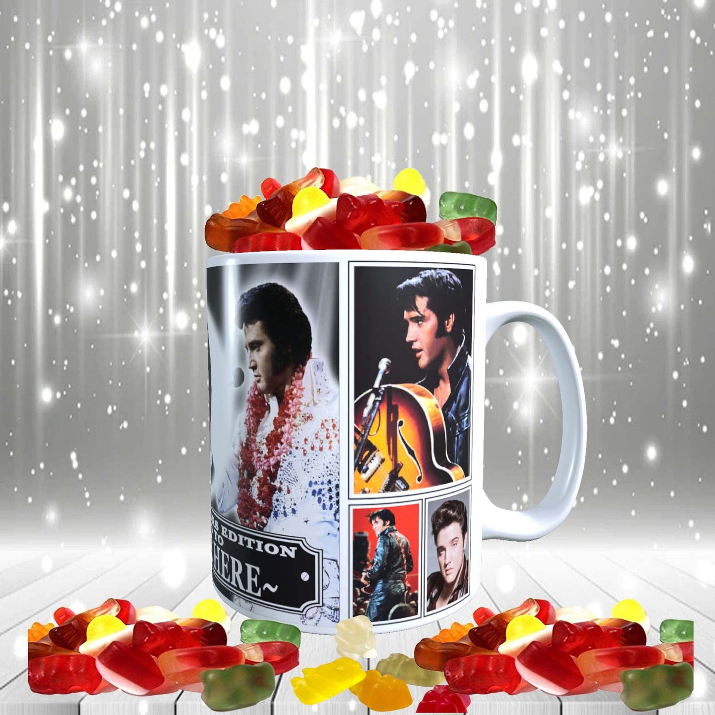 Presley King of Rock n Roll Personalised Music Icon Mug with Choice of Sweets Gift