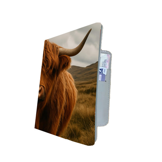 Scottish Highland Cow Passport Holder – Cute Travel Wallet with Rustic Cow Design | Faux Leather Passport Cover for Women & Men | Farm Animal Gift for Travelers