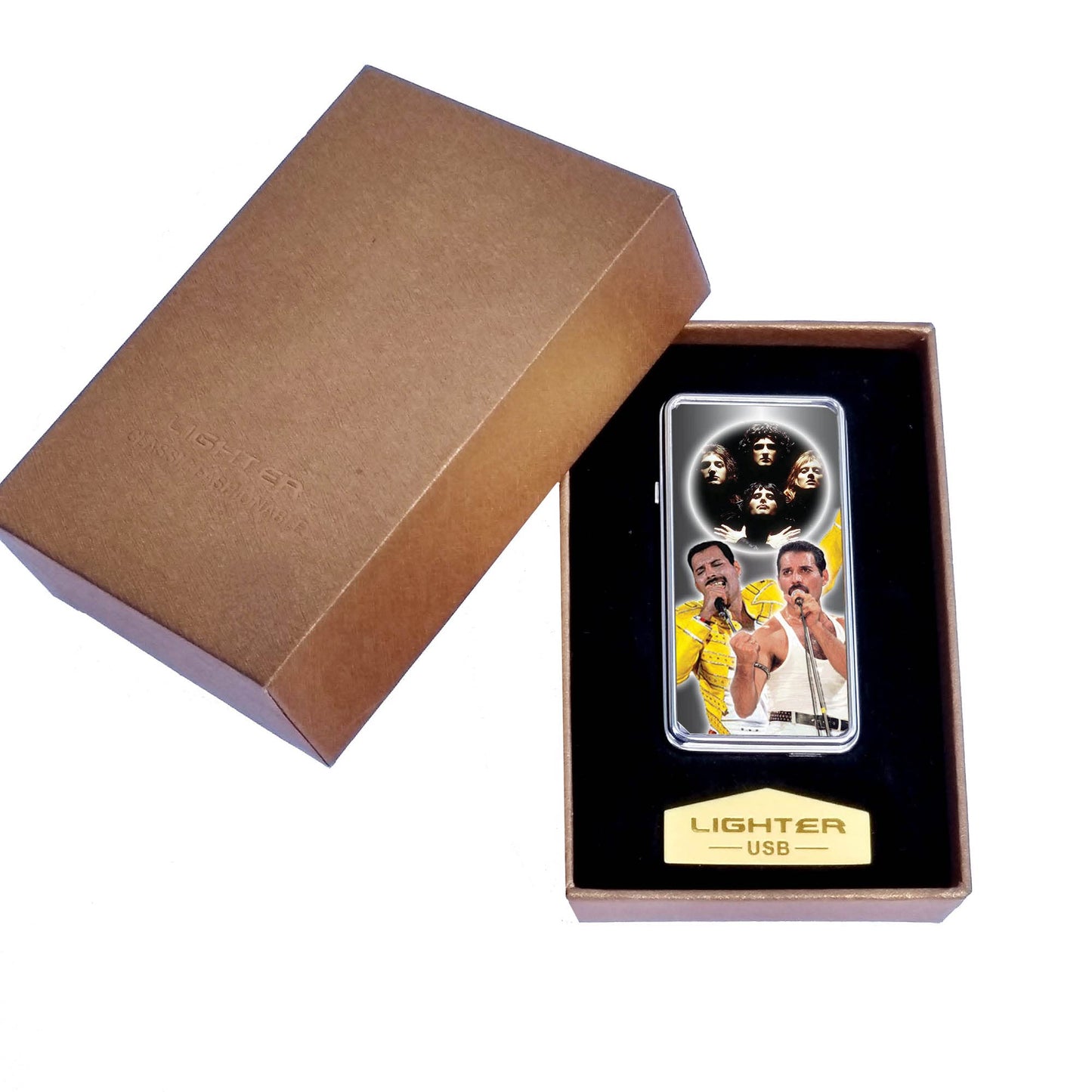 Freddie Merc Icon Rechargeable Gift Boxed Silver Metal USB Lighter