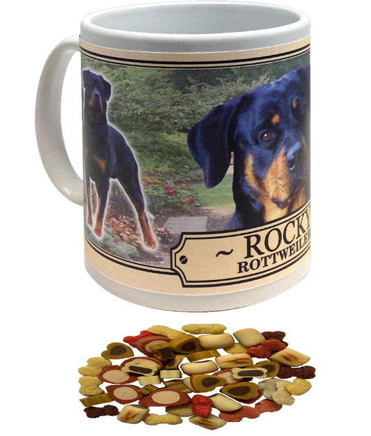 Rottweiler Personalised Dog Breed Gift Mug with Treats