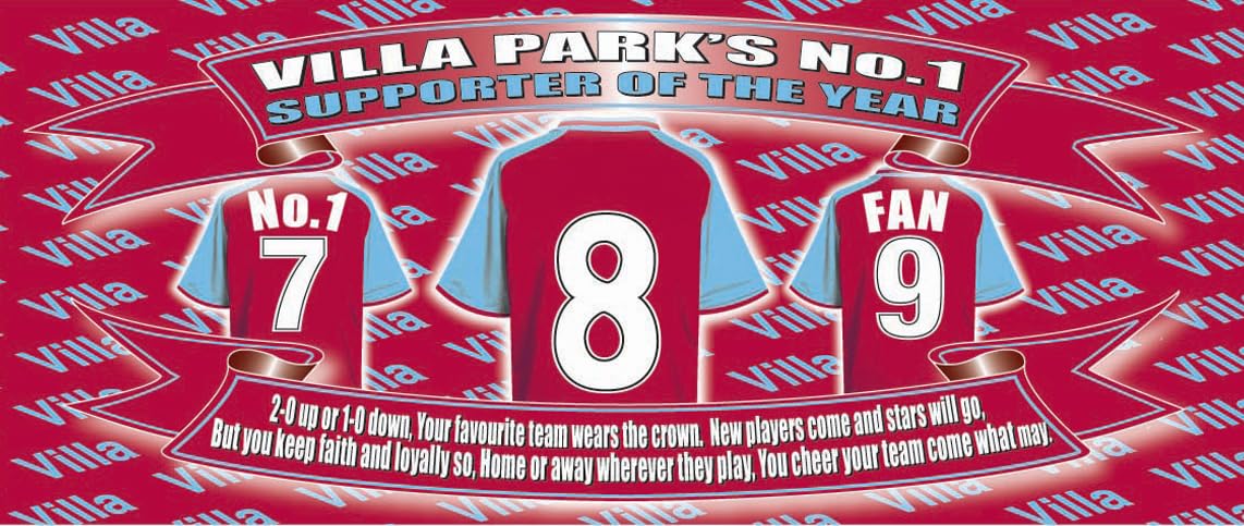 The Villa Water Bottle - Football Shirt - Silver Aluminium Two Lids - Unisex Gift