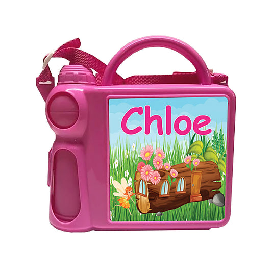 Personalised Fairy Plastic Lunch Box and Water Bottle Back to School Gift Set