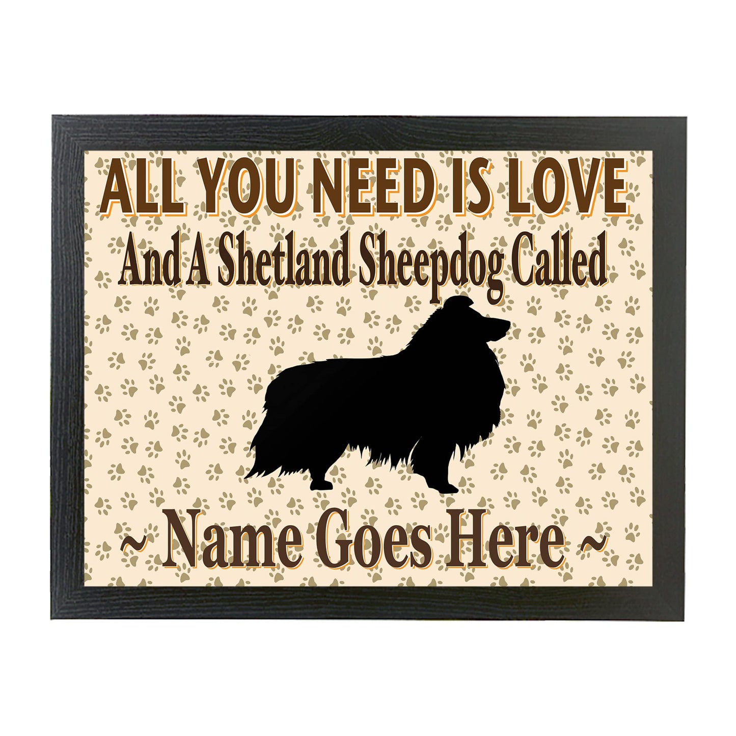 All You Need Is Love and a Shetland Sheepdog Personalised Dog Breed Cushion Lap Tray Bean Bag Gift