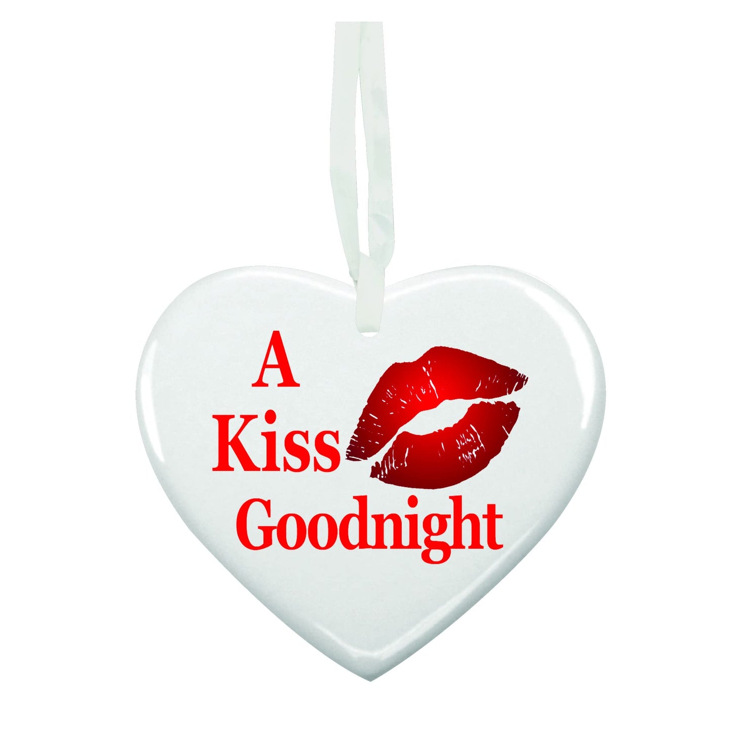 A Kiss Goodnight Ceramic Hanging Heart Keepsake Gift For Him Or Her