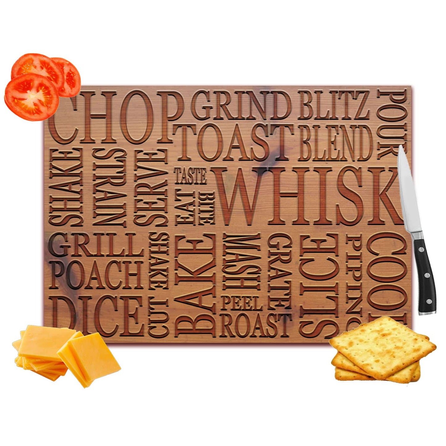 Slice Dice Toast & Roast Wood Effect Toughened Glass Heat Resistant Worktop Saver Cutting Chopping Board Gift