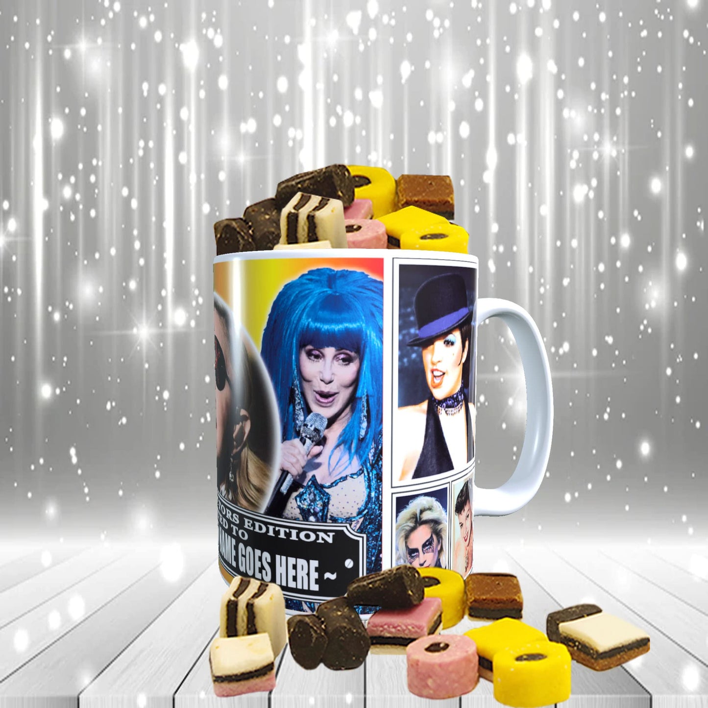 Diva Celebrity Icon Personalised Mug with Choice of Sweets Gift