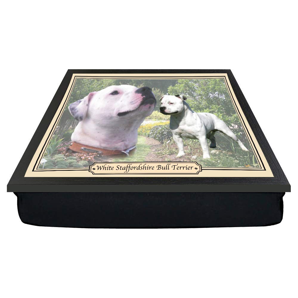 White Staffy Staffordshire Bull Terrier Dog Breed Gift Lap Tray
