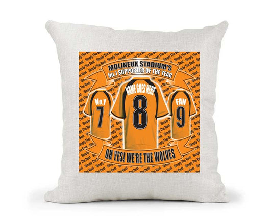 Wolves Personalised Football Cushion Cover Gift