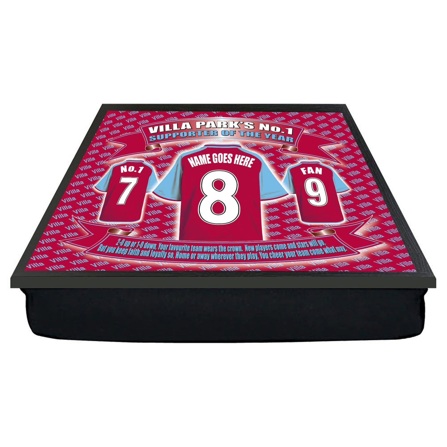 The Villa Personalised Football Shirt Lap Tray Team-Aston Gift, Multicolor, M (VILLA_PERS- Lap Tray_000)