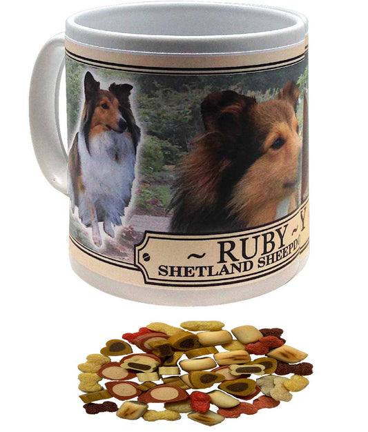 Shetland Shepdog Personalised Dog Breed Gift Mug with Treats