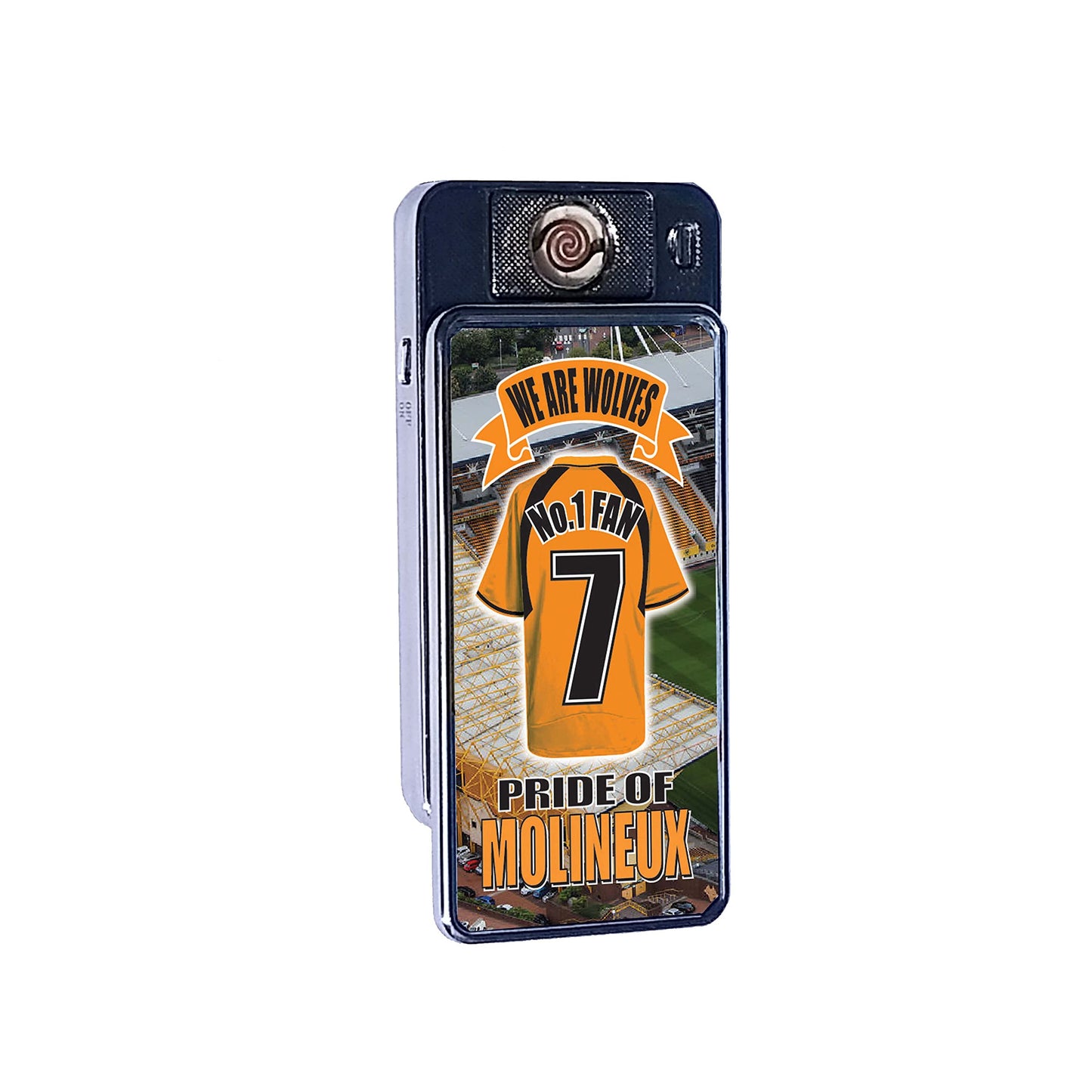 Wolves No.1 Fan Football Shirt Rechargeable Gift Boxed Silver Metal USB Lighter