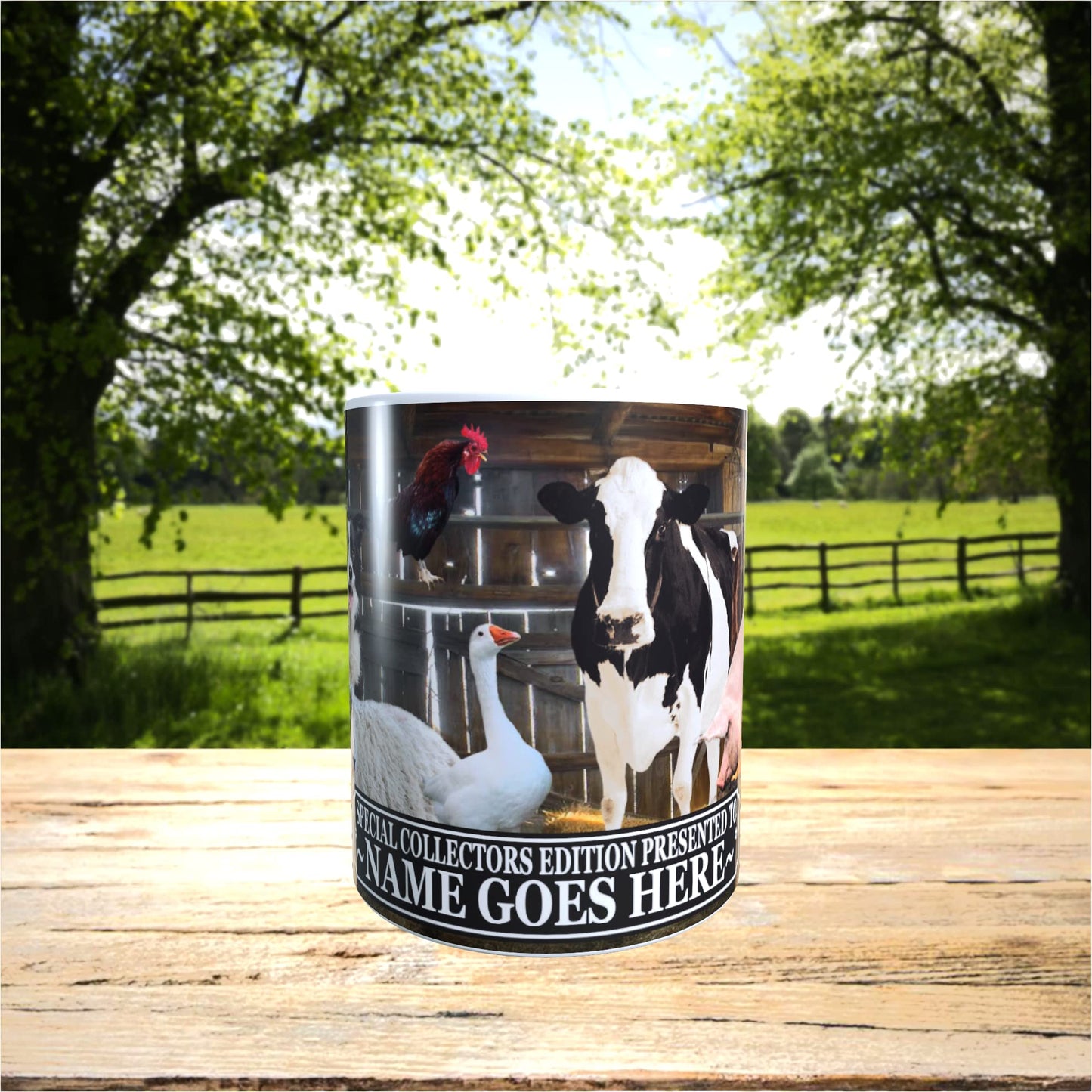 Farm Animals Barn Gathering Personalised Mug Gift