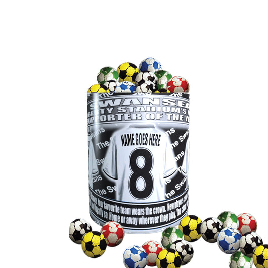 Swansea Football Team Shirt Personalised Mug Gift with Chocolate Footballs