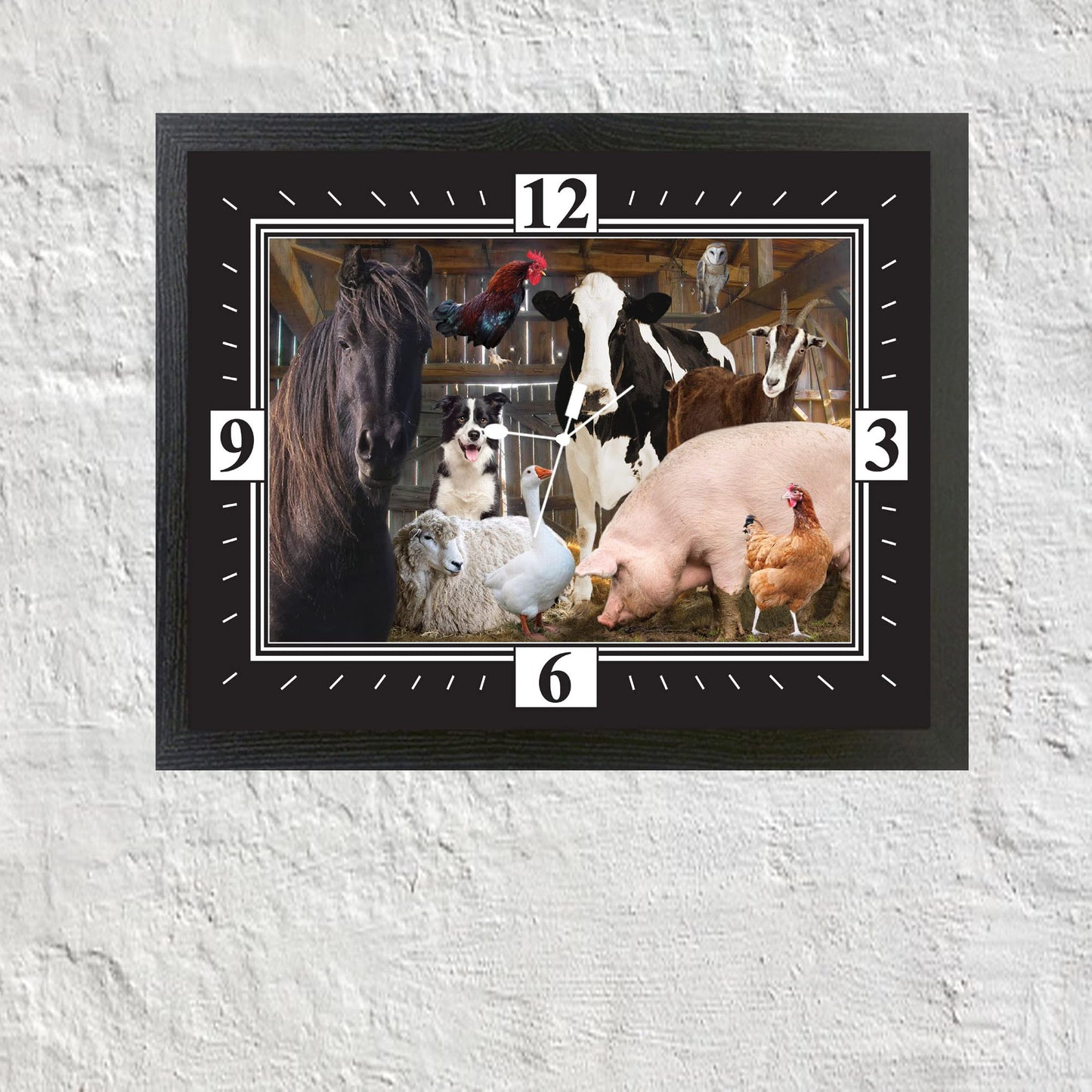 Farm Animals Barn Gathering Wall Clock Gift