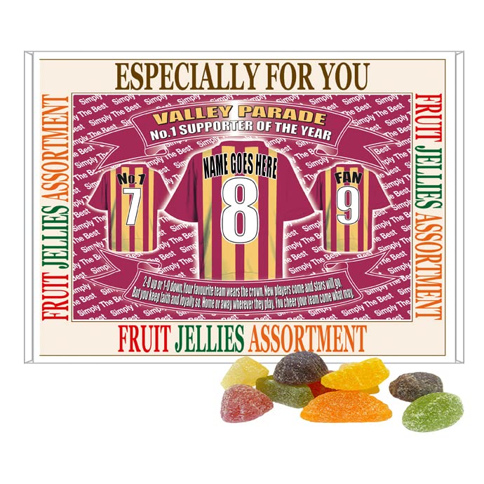 Bradford City Football Shirt Personalised Gift Boxed Sweets