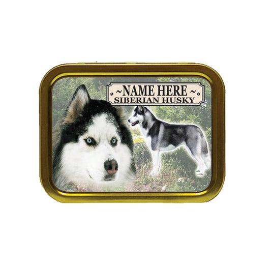 Siberian Husky Dog Breed Personalised Tobacco Tin & Products Gift Set