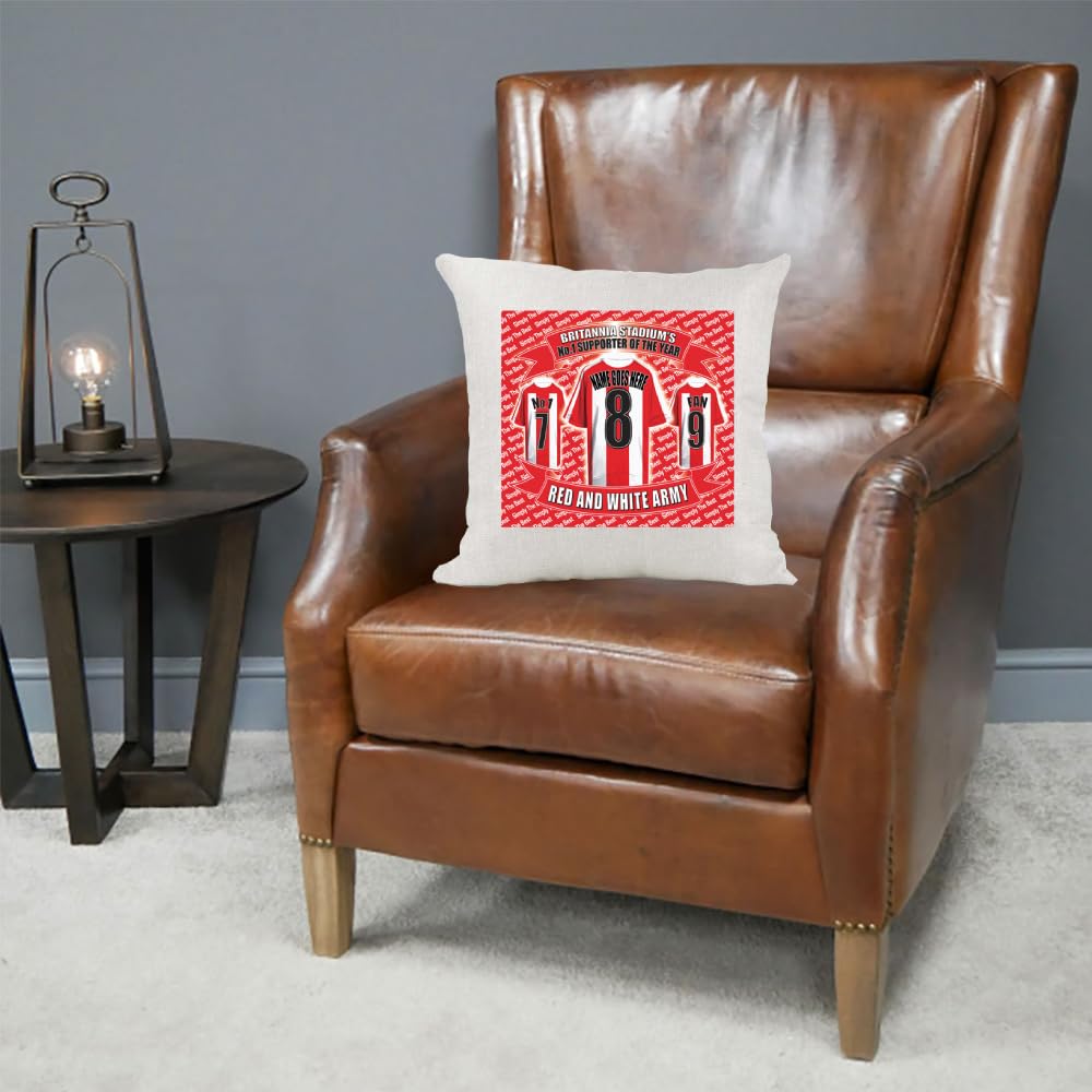 Stoke Personalised Football Country Canvas Style Cushion Cover Gift
