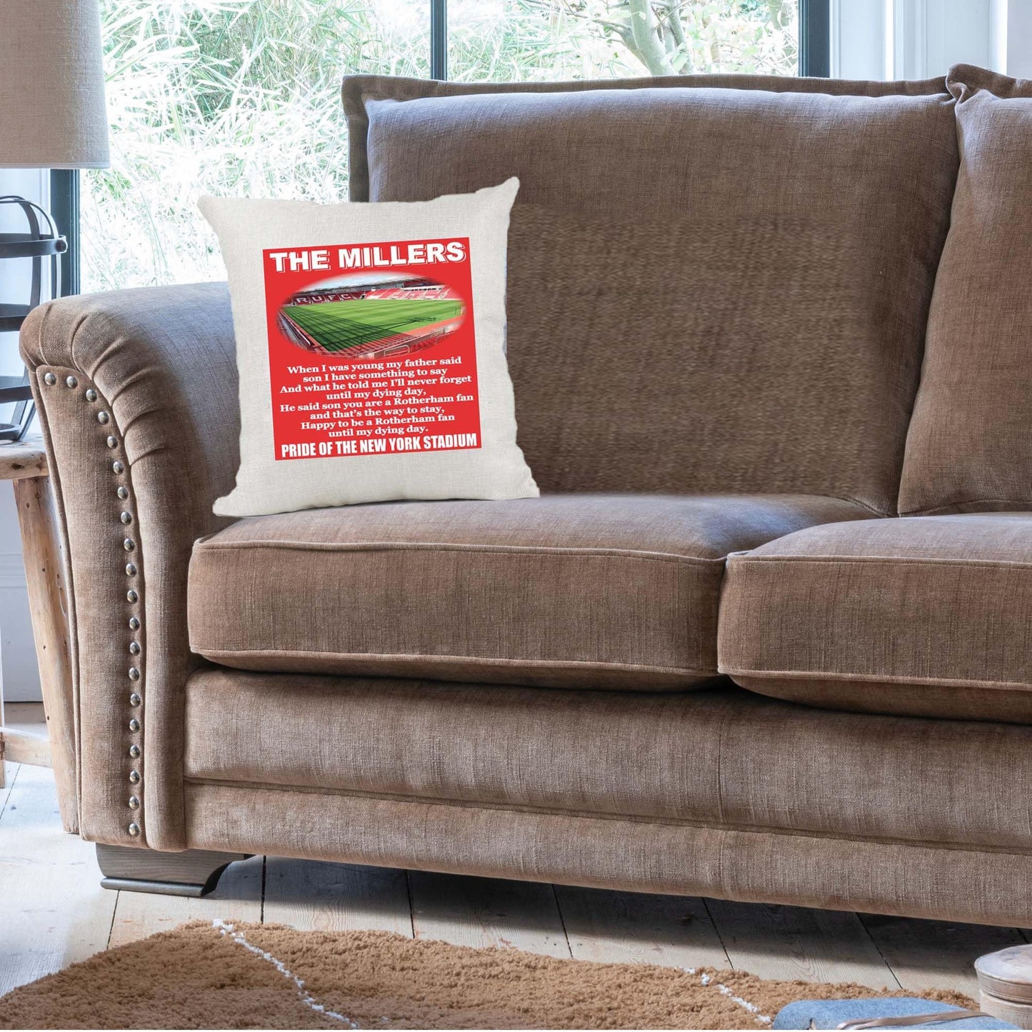 Rotherham United Football Cushion Cover - The Millers Anthem Song Chant - Gift Present