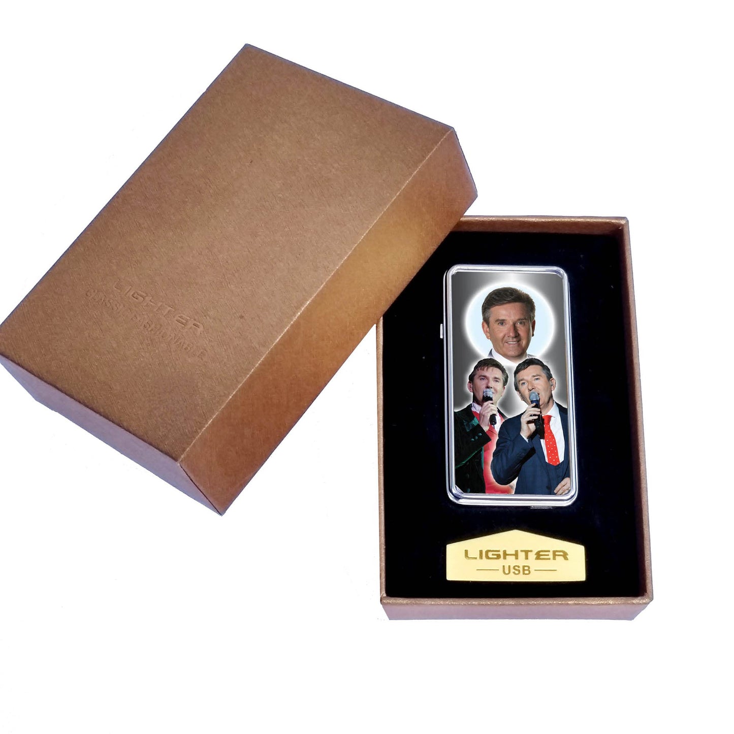 Daniel O'Donnell Icon Rechargeable Gift Boxed Silver Metal USB Lighter, 70mm x 38mm x 11mm