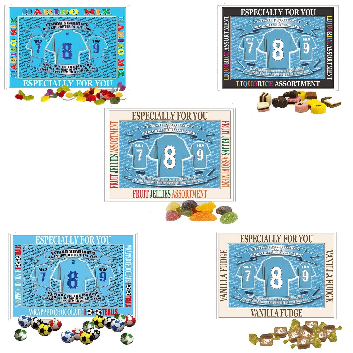 Manchester Blues Football Shirt Gift Boxed 200g Sweets Variety
