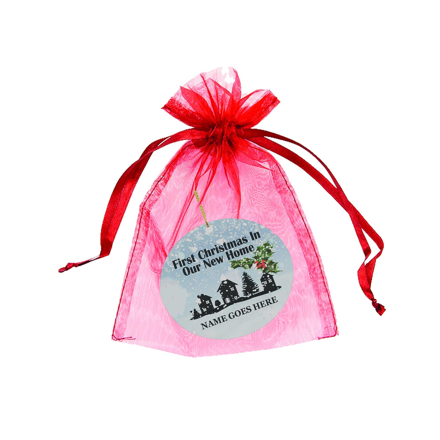 First Christmas in your New Home Personalised Keepsake Hanging Tree Decoration With Double Sided Personalisation, White, 7 x 7cm
