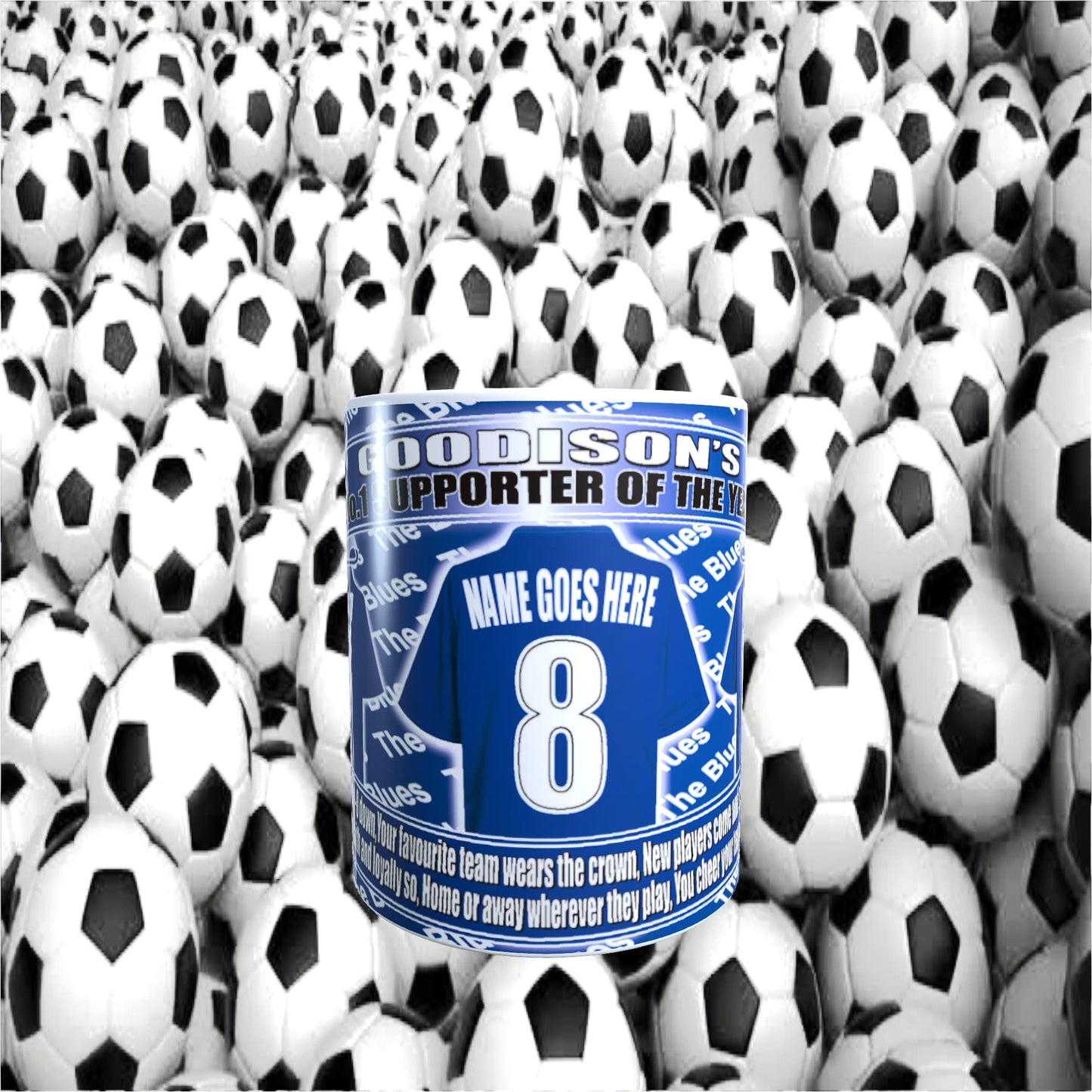 The People's Club Football Team Shirt Personalised Mug Gift with Chocolate Footballs