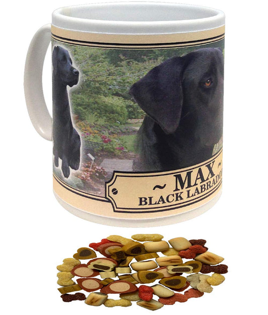 Black Labrador Personalised Dog Breed Gift Mug with Treats