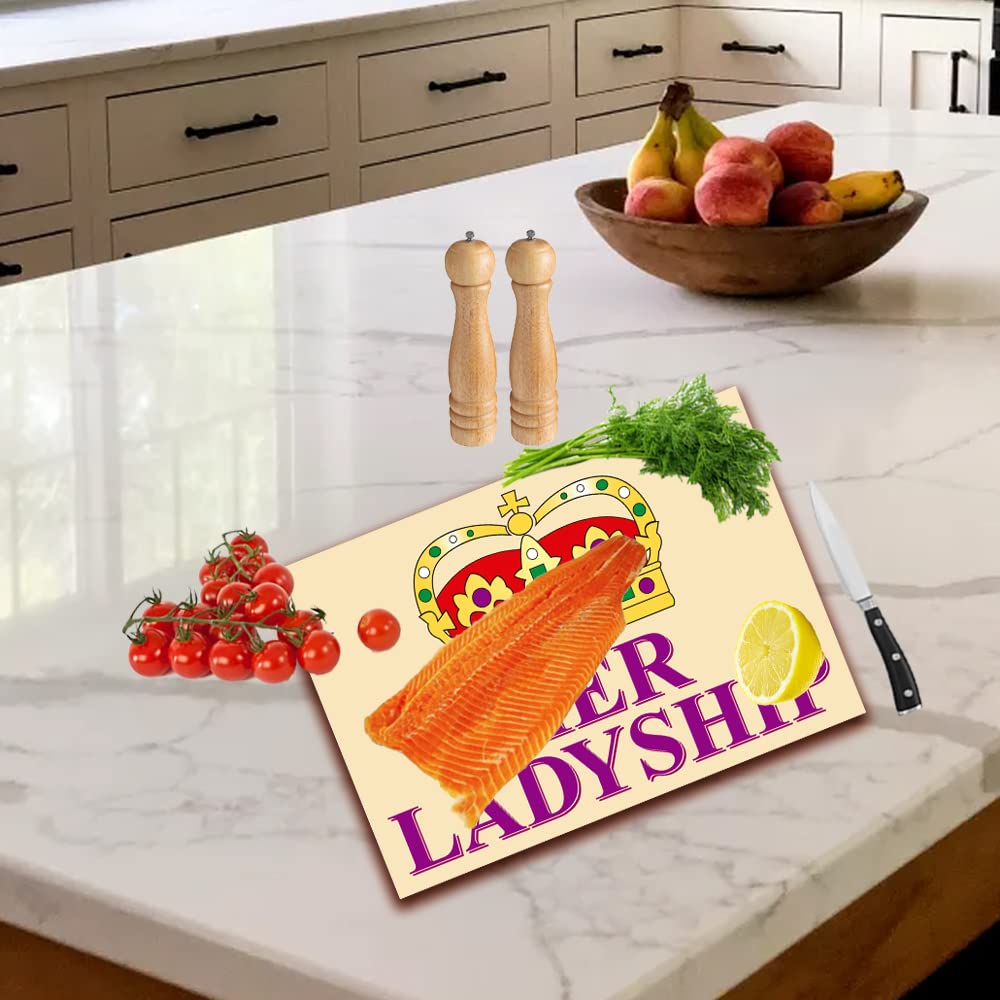 Her Ladyship Toughened Glass Heat Resistant Worktop Saver Cutting and Chopping Board Gift
