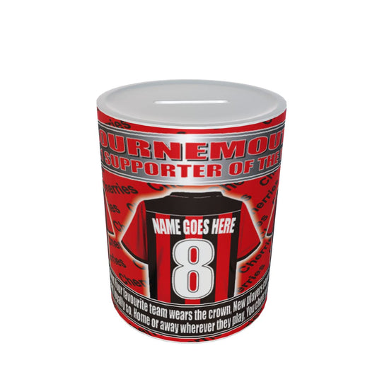 Bournemouth Football Shirt Personalised Ceramic Money Box Gift