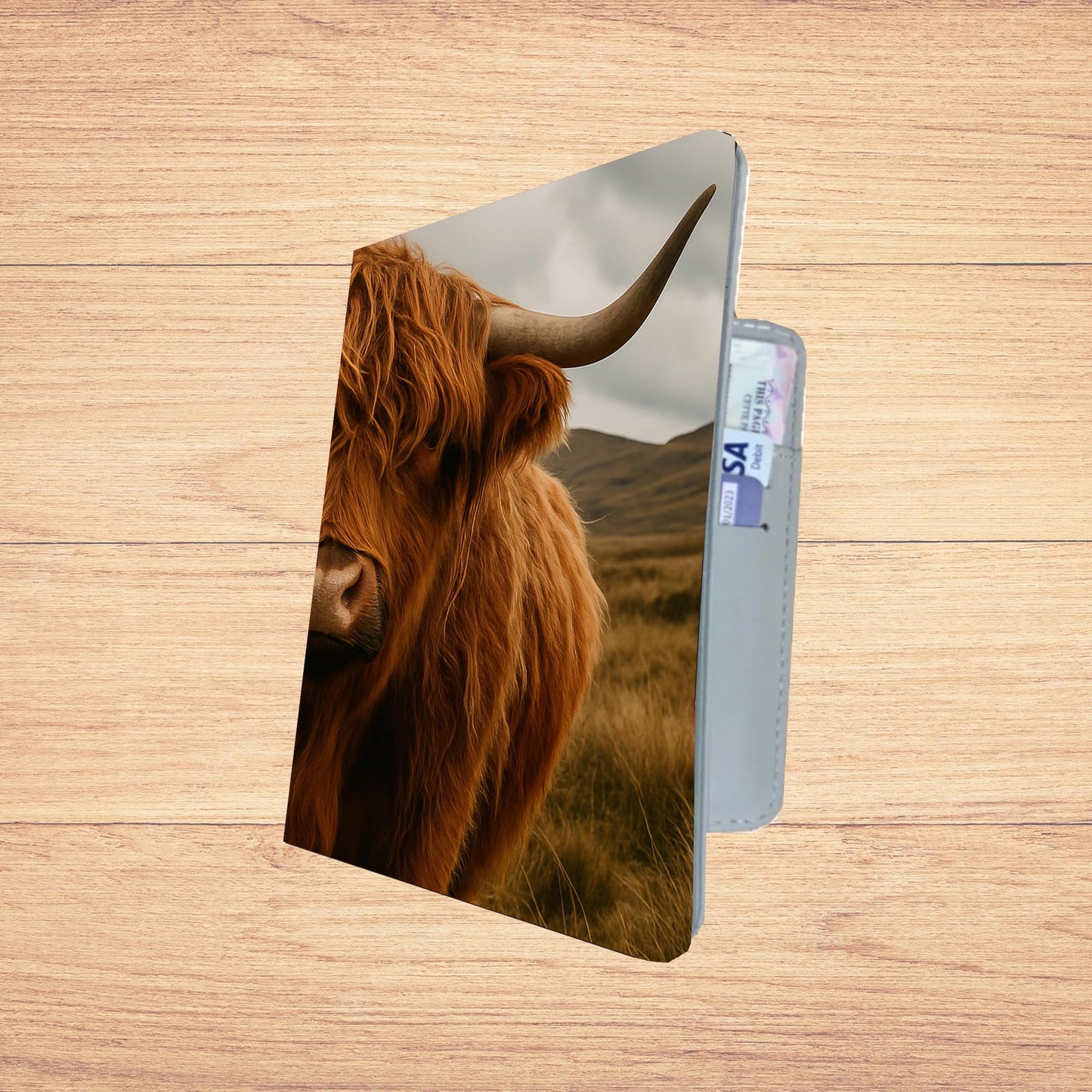Scottish Highland Cow Passport Holder – Cute Travel Wallet with Rustic Cow Design | Faux Leather Passport Cover for Women & Men | Farm Animal Gift for Travelers