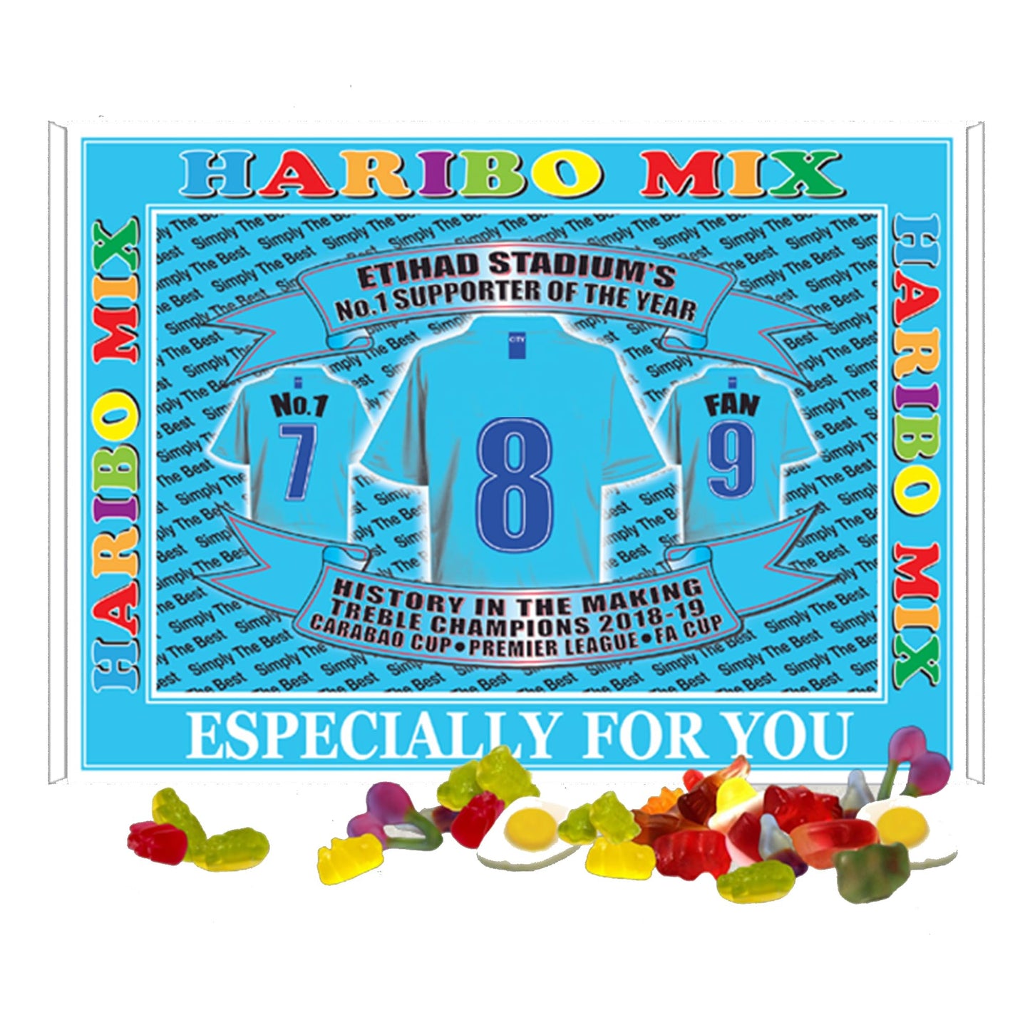 Manchester Blues Football Shirt Gift Boxed 200g Sweets Variety