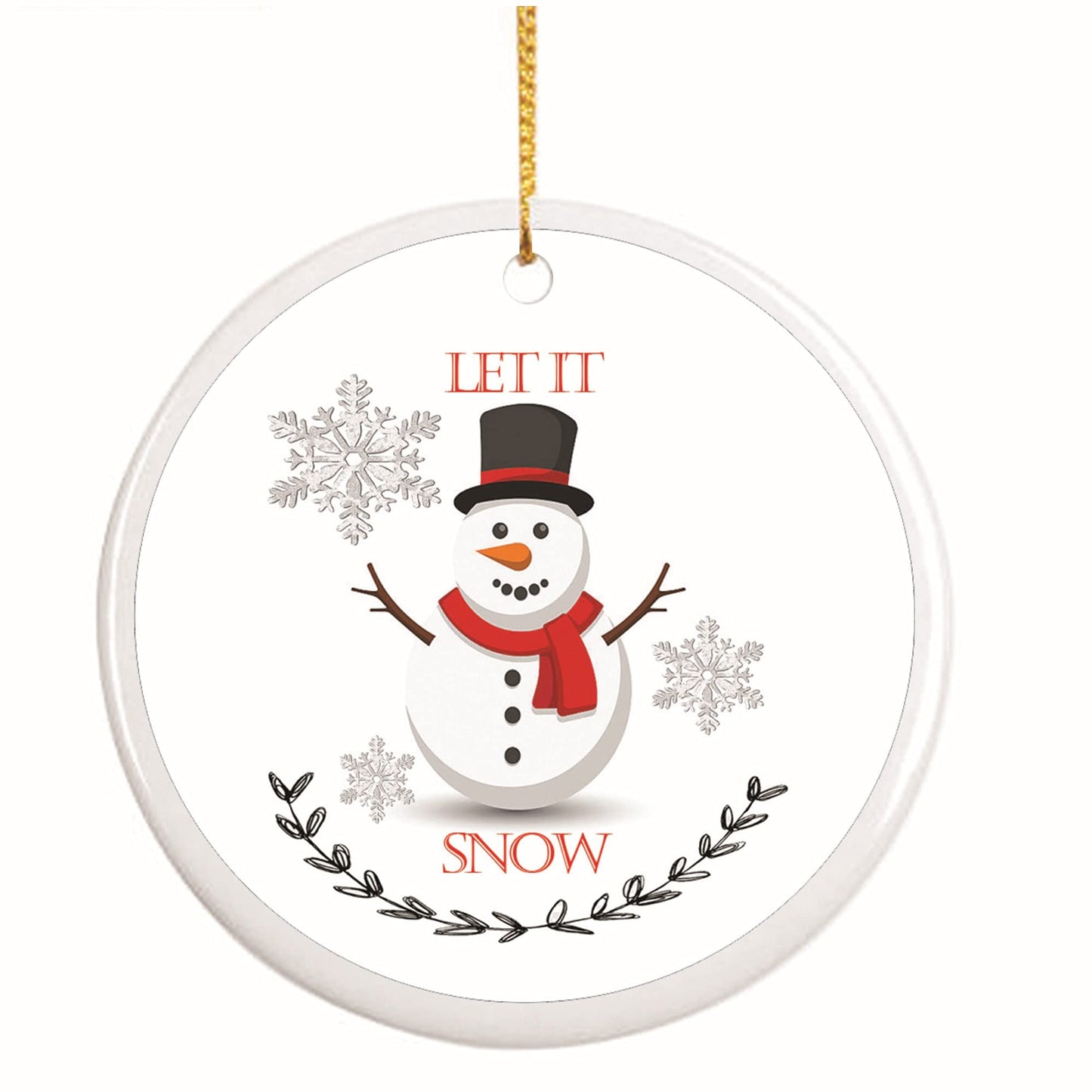 Christmas Let it Snow Personalised Keepsake Hanging Tree Decoration With Double Sided Personalisation, White, 7 x 7cm