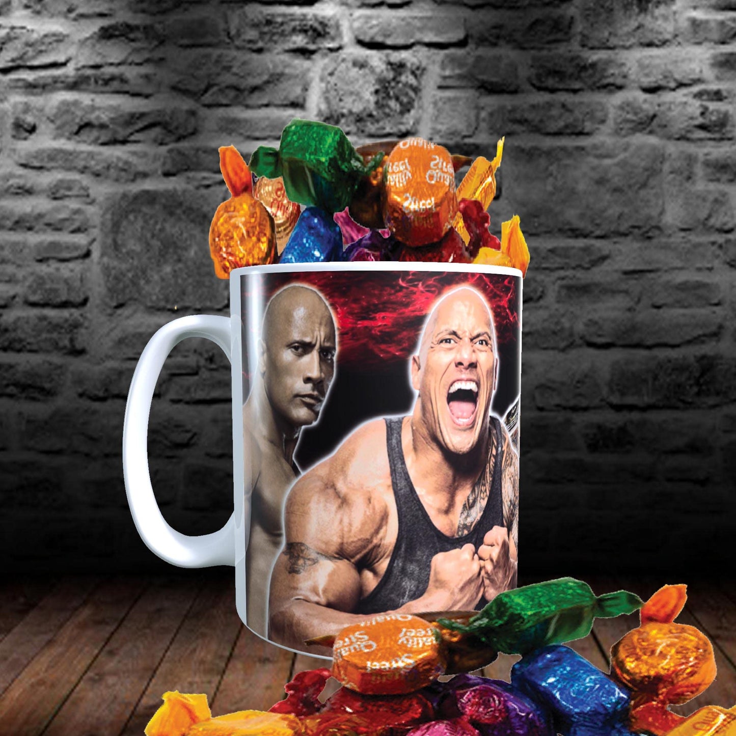 Dwayne Johnson Celebrity Icon Mug with Choice of Sweets Gift