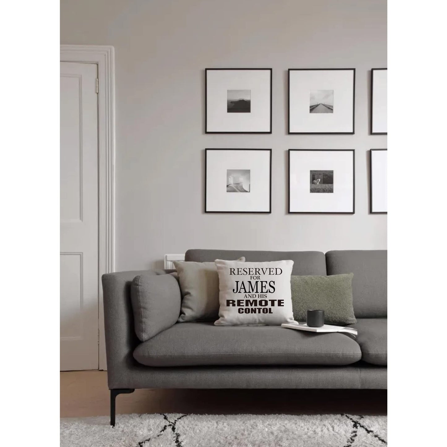 Reserved For Remote Control Personalised Naturally Woven Linen Style Cushion Cover Pillow Gift