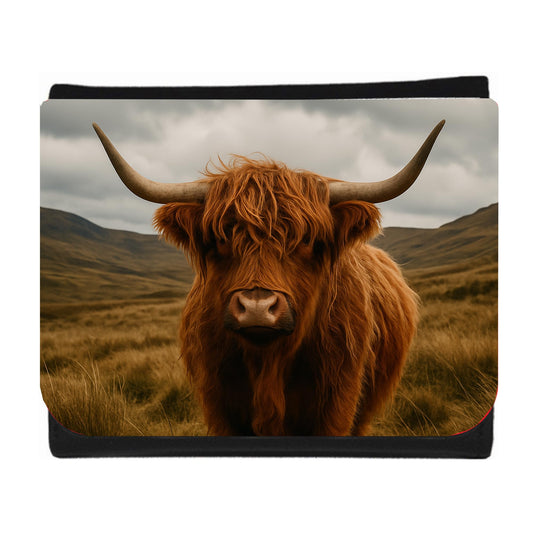 Scottish Highland Cow Men’s Wallet – Bifold Wallet with Rustic Cow Design | Slim Card & Cash Holder | Farm Animal Gift for Him