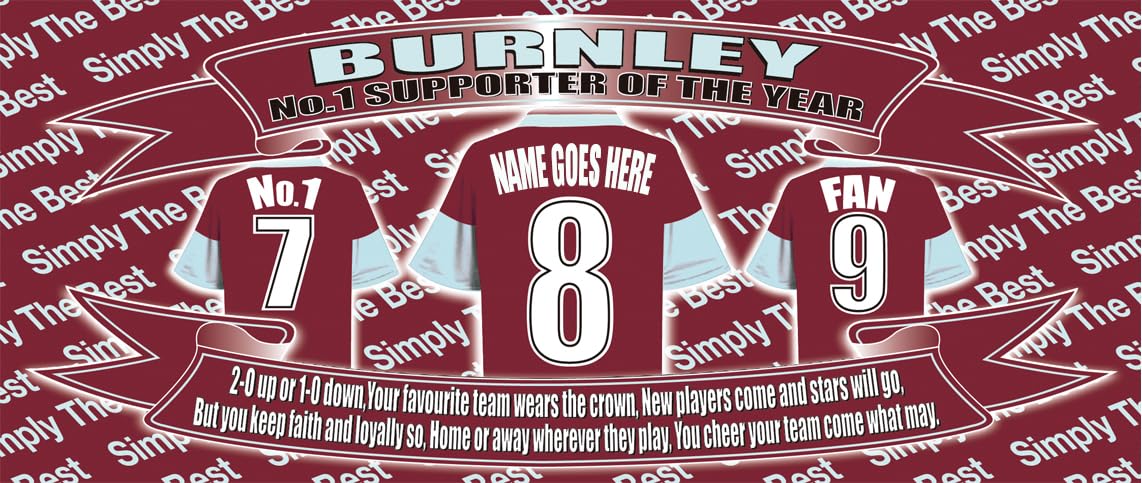 Claret (Burn) ley Personalised Football Shirt Silver Aluminium Two Lid Unisex Water Bottle Gift