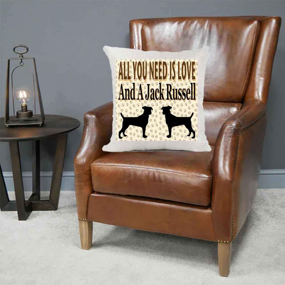 All You Need Is Love And A Jack Russell Country Canvas Style Cushion Cover Gift