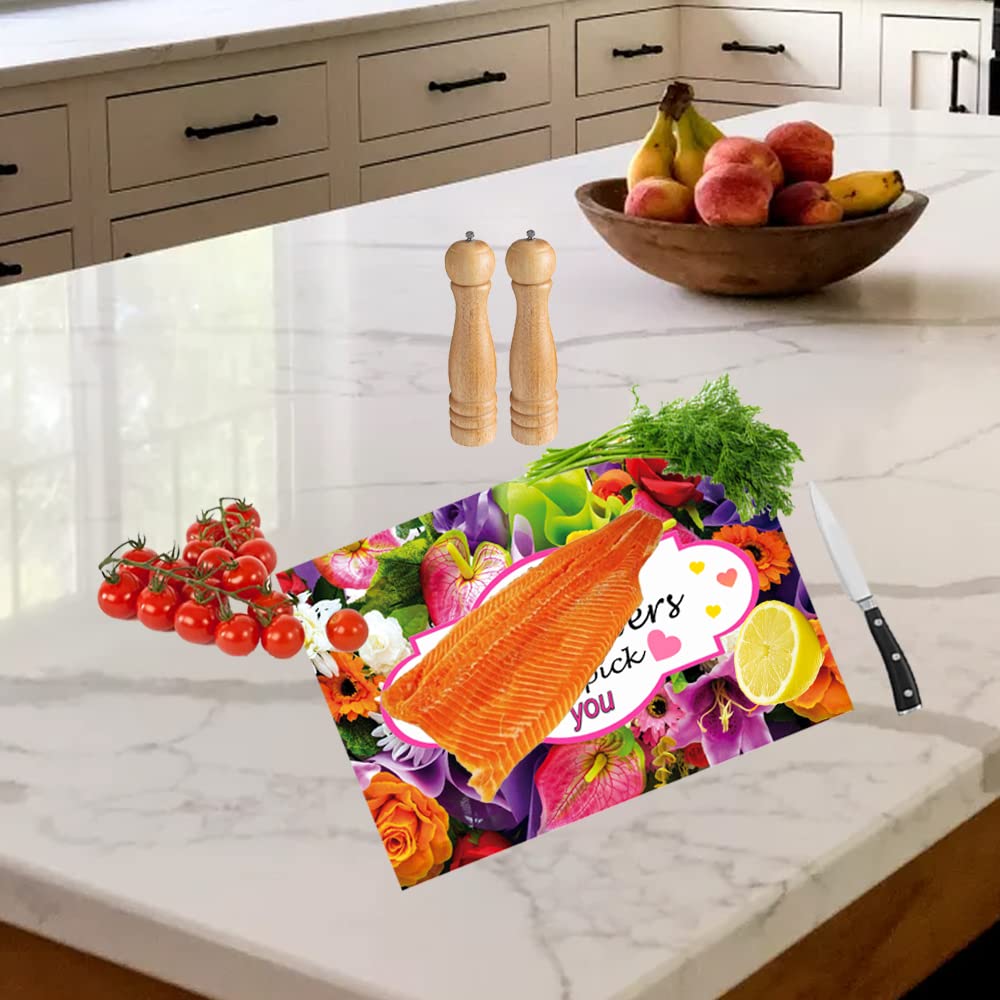 If You were A Flower I’d Pick You Floral Bouquet Pink Hearts Family & Friends Toughened Glass Heat Resistant Worktop Saver Cutting and Chopping Board Gift