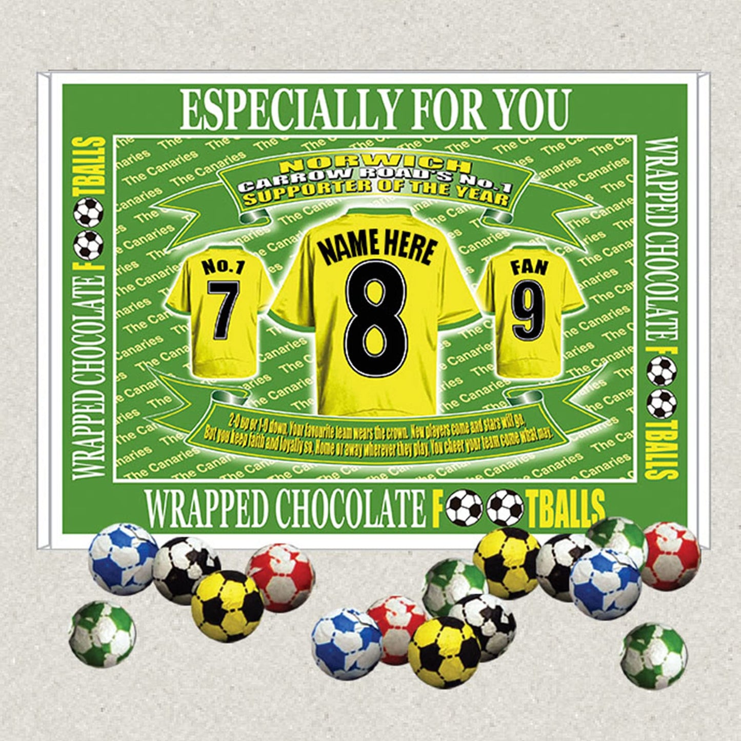Norwich Football Shirt Personalised Gift Boxed Sweets Choice of Sweets