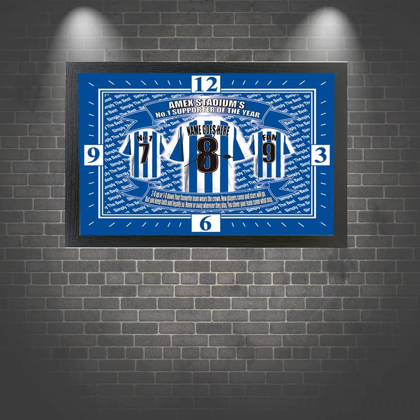 Brighton Football Shirt Personalised Clock Gift Present