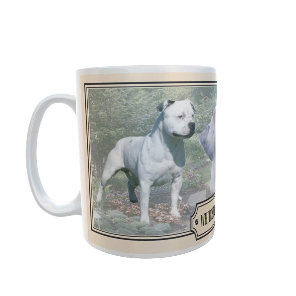 White Staffy Staffordshire Bull Terrier Dog Breed Gift Mug with Treats