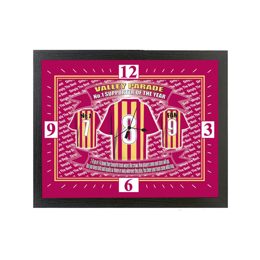 Bradford City Football Shirt Clock Gift Present