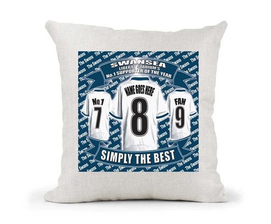 Swansea Personalised Football Naturally Country Canvas Style Cushion Cover Gift