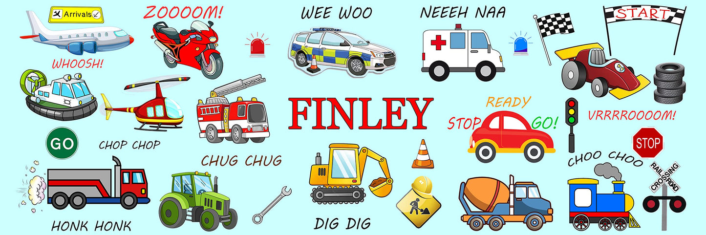 Fun Cartoon Personalised Vehicle Money Box Gift Blue