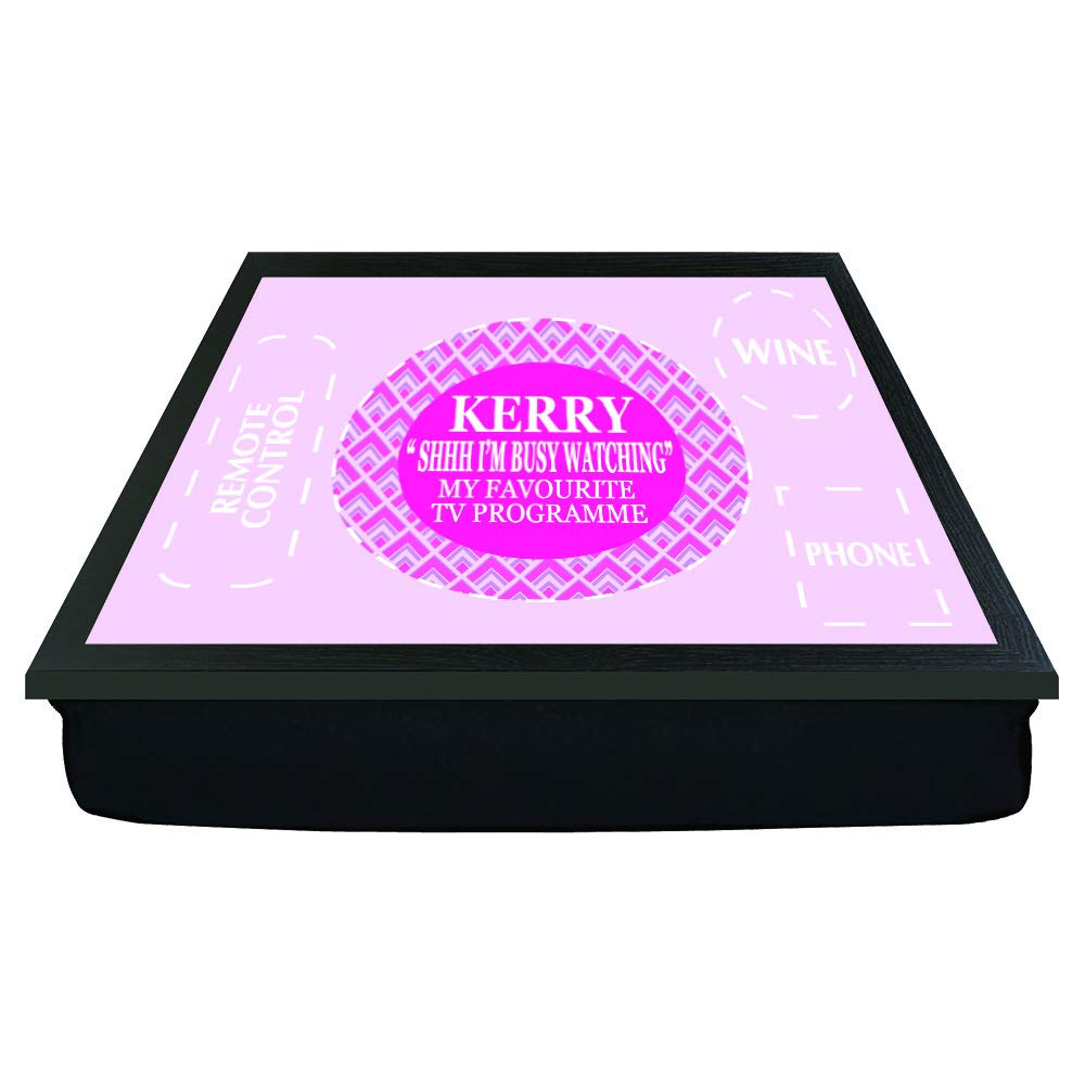 Shhh! I'm watching personalised TV gift wine female/male lap tray (PINK)