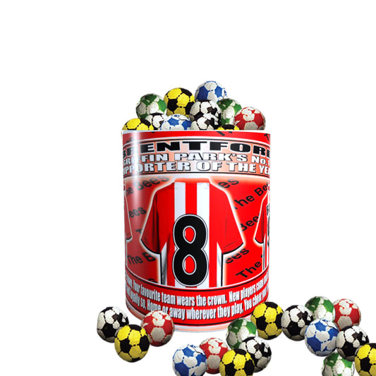 Brentford Football Team Shirt Mug Gift with Chocolate Footballs