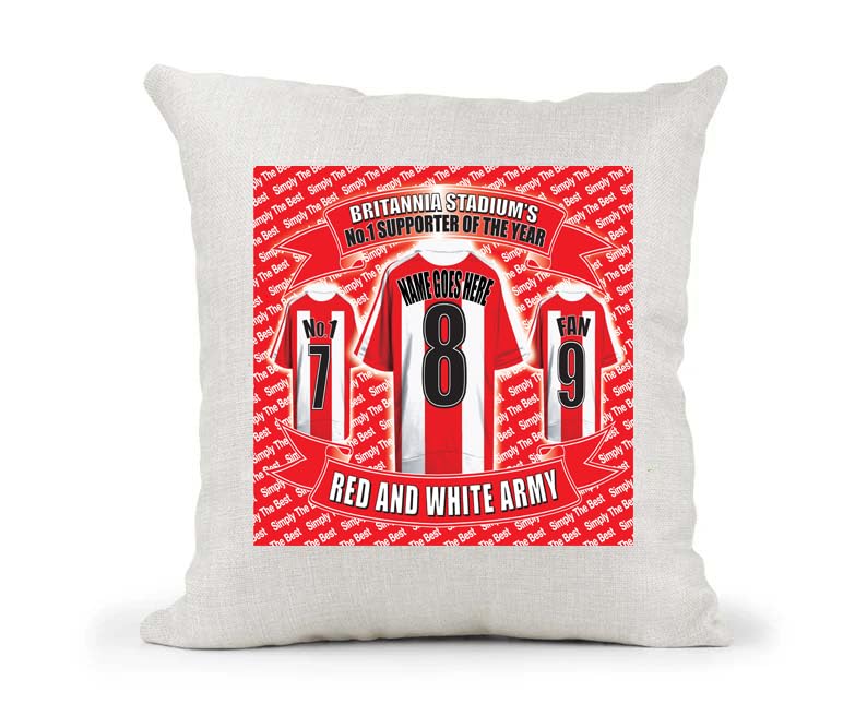 Stoke Personalised Football Country Canvas Style Cushion Cover Gift